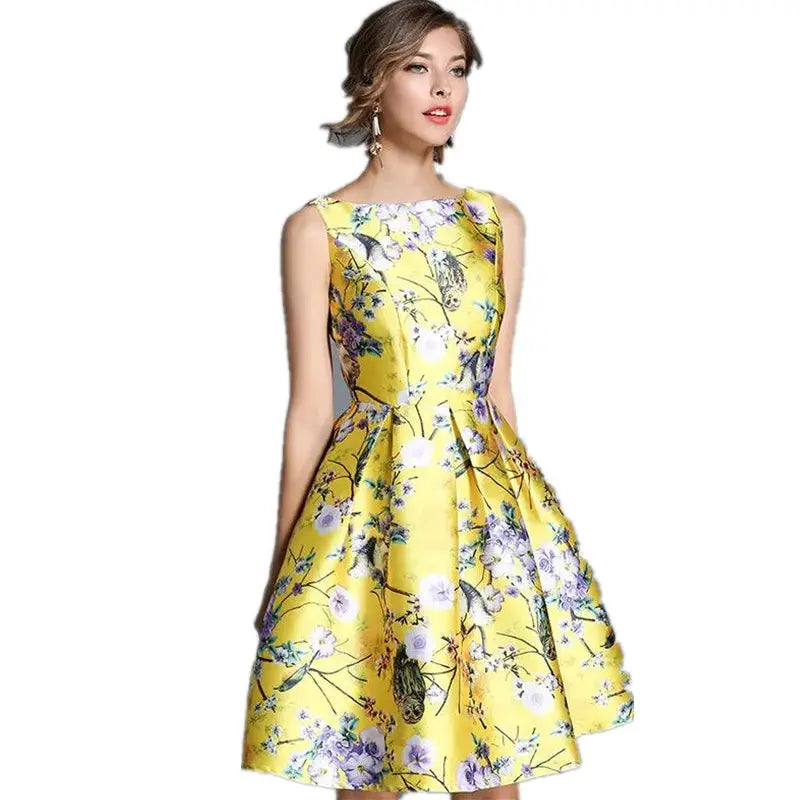 Ashley Yellow Tropical Vintage Dress Siren