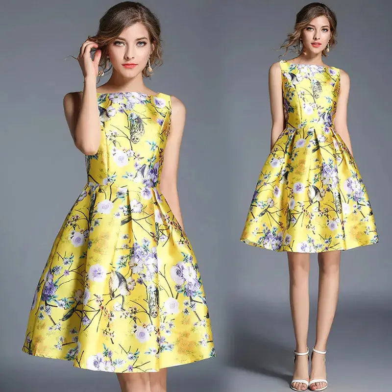 Ashley Yellow Tropical Vintage Dress Siren