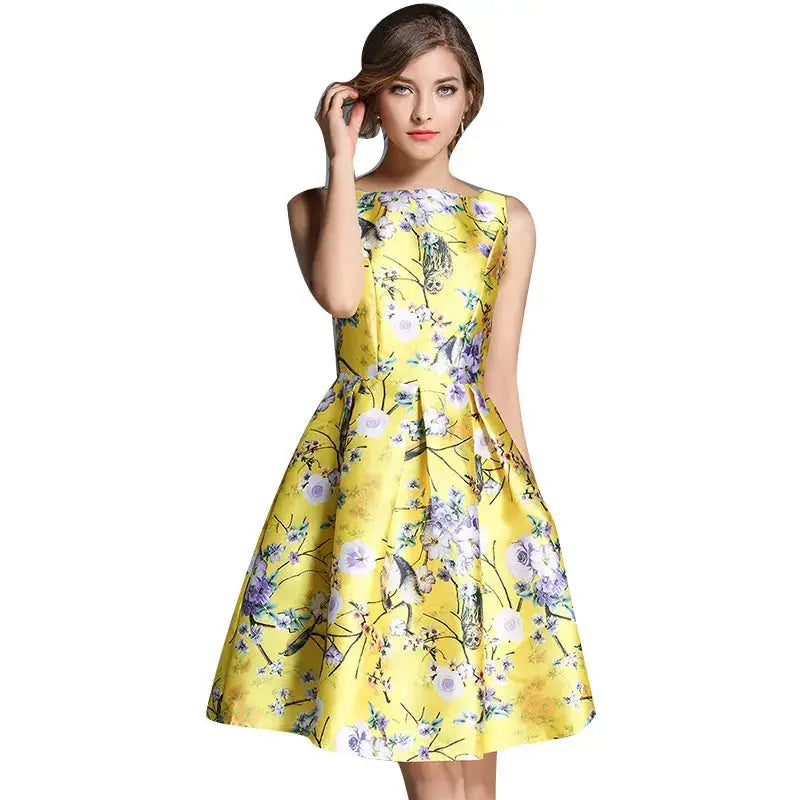 Ashley Yellow Tropical Vintage Dress Siren