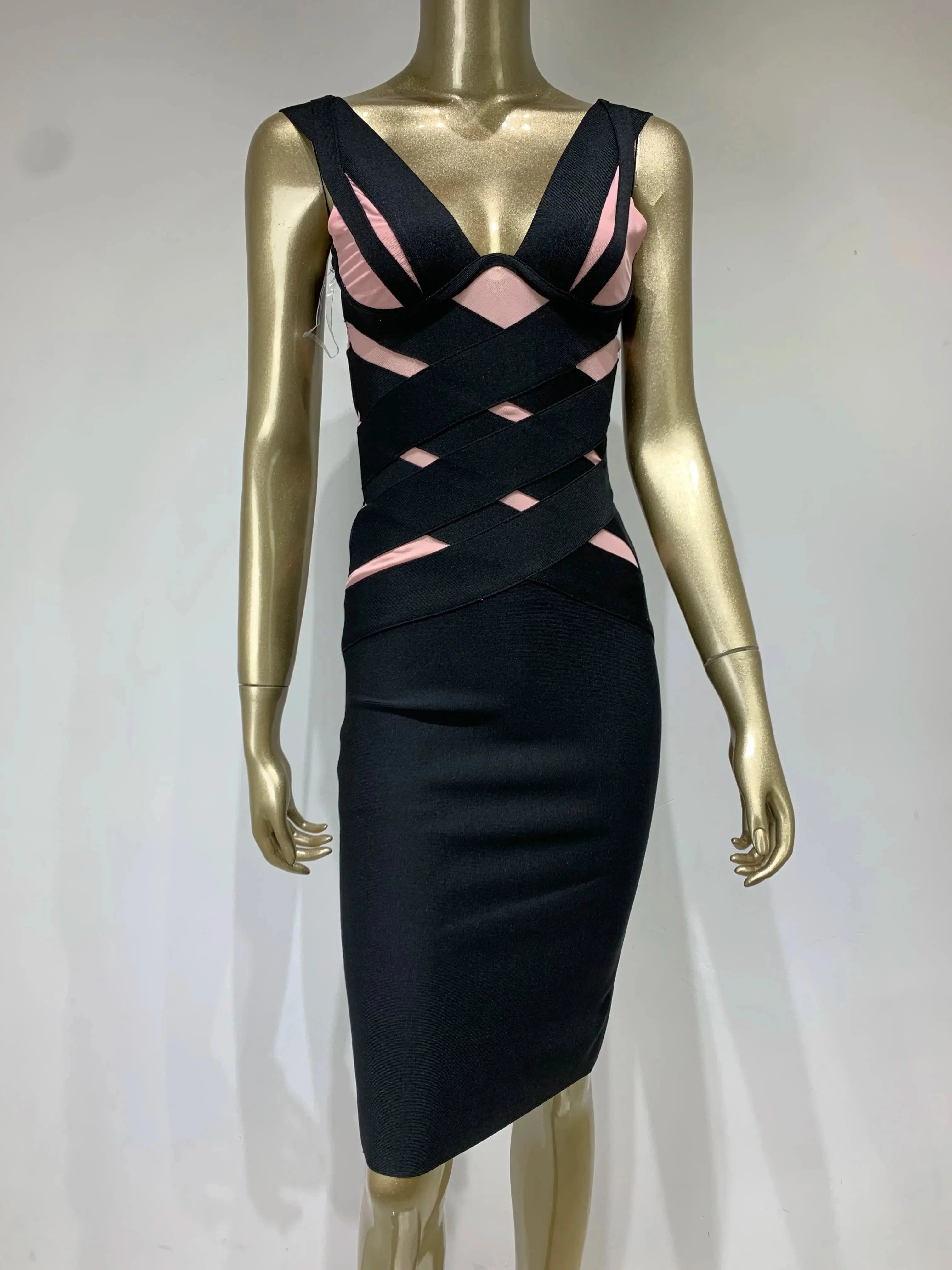 Brandi Black Mesh Bandage Dress Siren Fashion