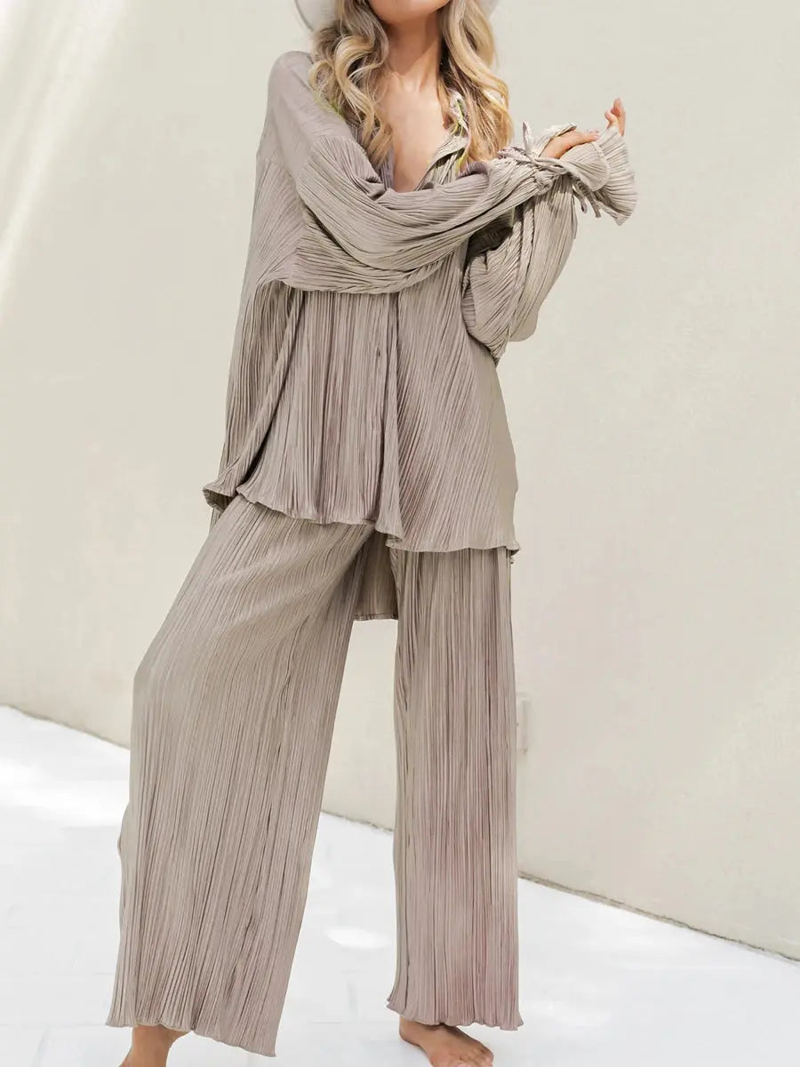 Harlow Pleated Pants Suit Siren Fashion