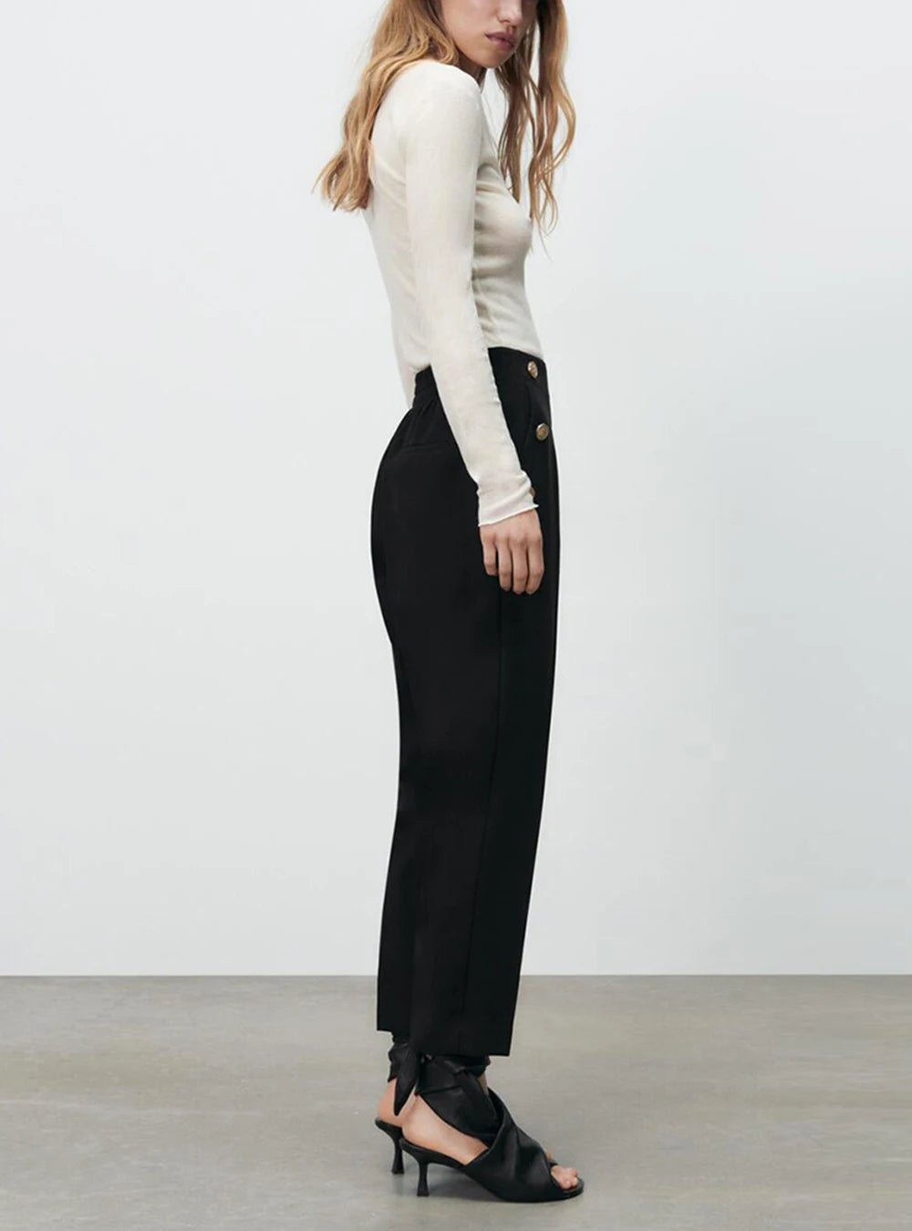 Serafina Metal Button Straight Pants Siren Fashion