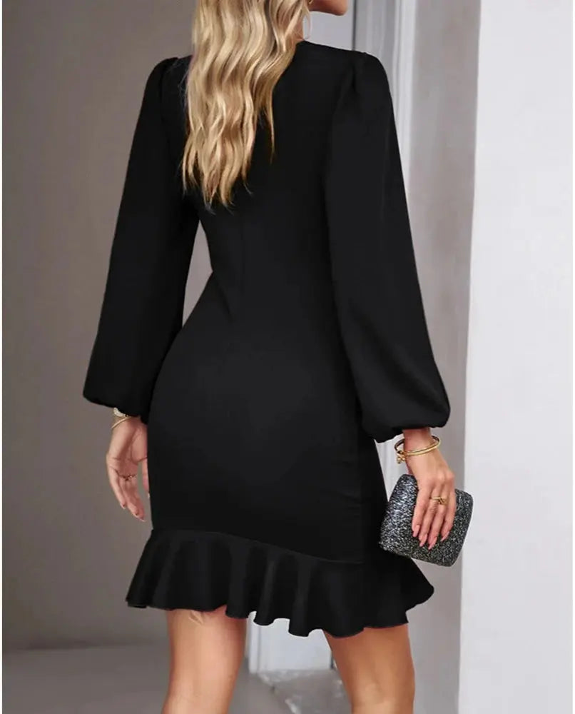 Vana Lantern Sleeve Vintage Midi Dress Siren Fashion