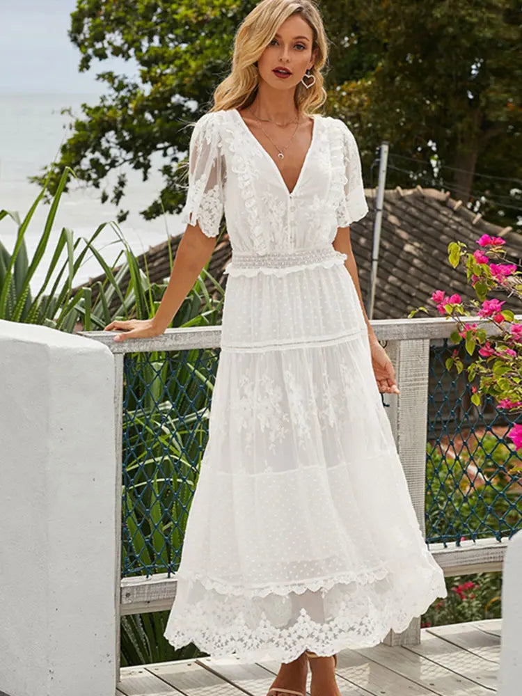 Beale Street White Hollow Out Dress Siren Fashion