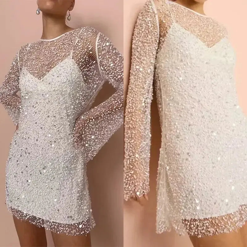 Ariel Mesh Beaded Mini Dress Siren Fashion