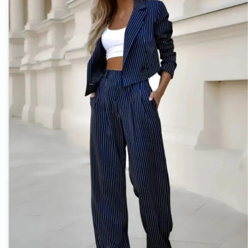 Vittoria Fashion Striped Blazer Pant Suit Siren Fashion