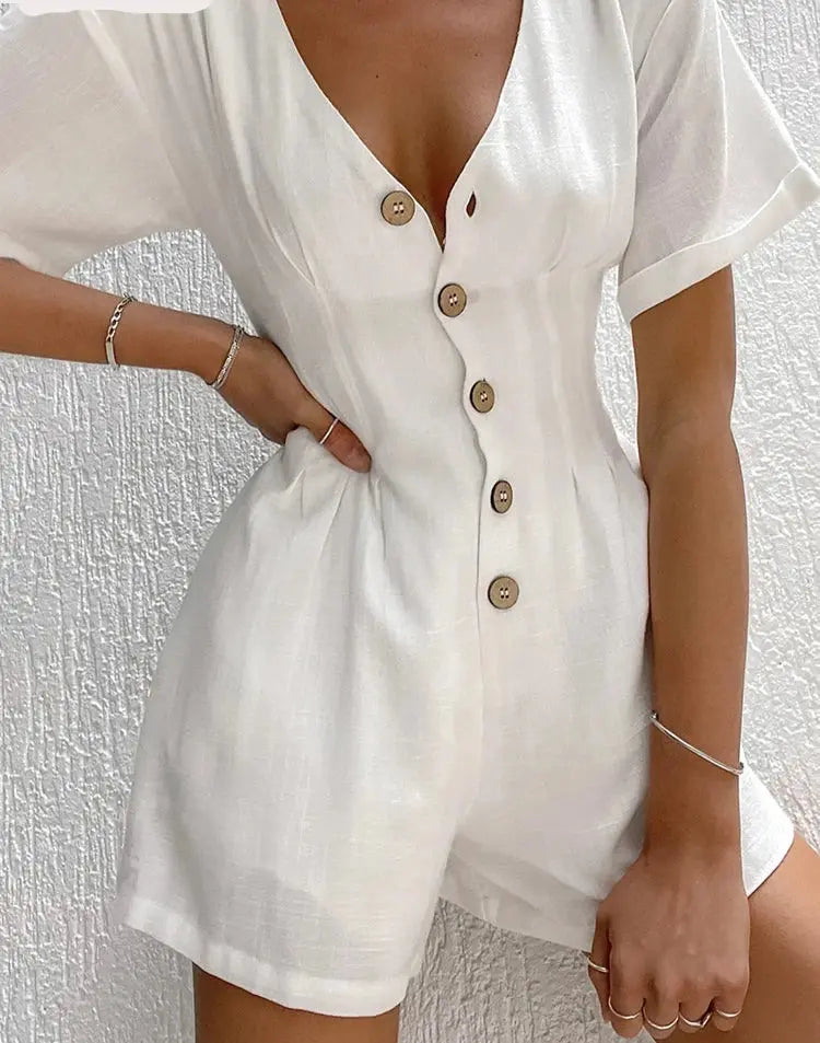 Asha Cotten Linen Romper Siren Fashion