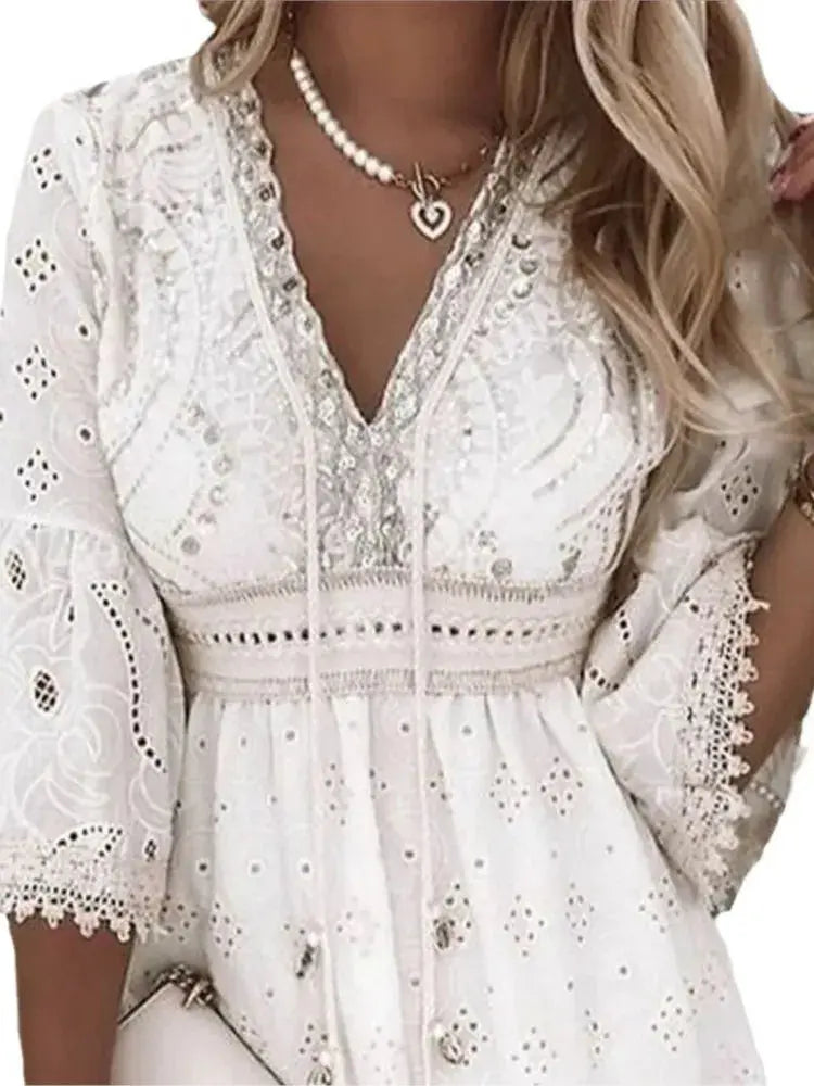 Anya Hollow Lace Mini Dress Siren Fashion