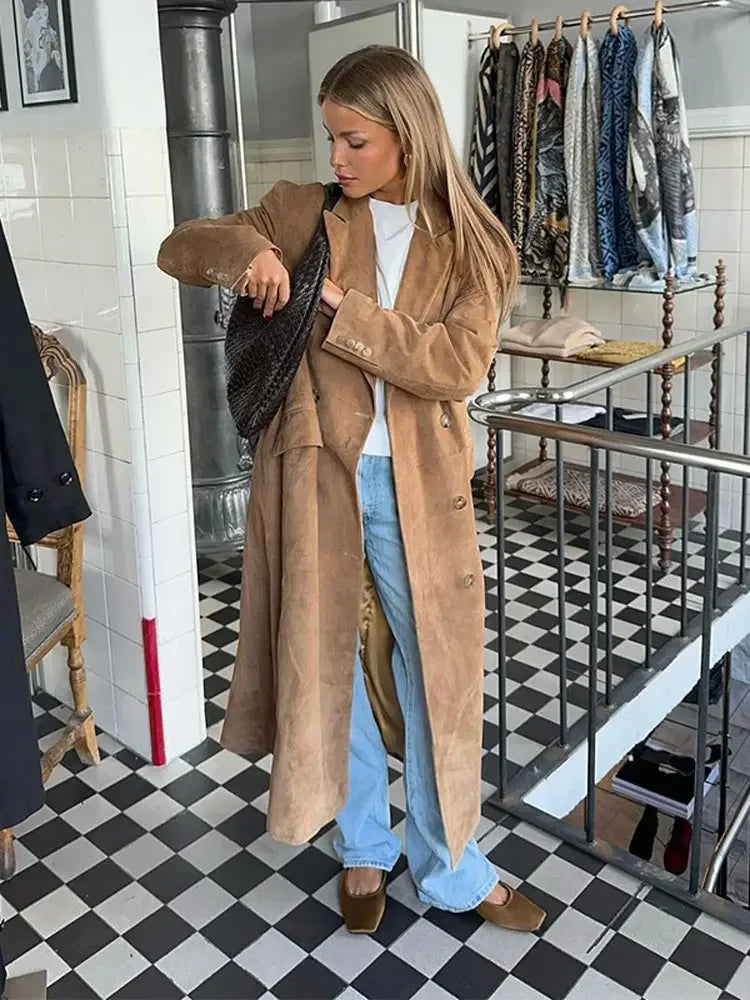 The Felicia Suede Trench Coat Siren Fashion