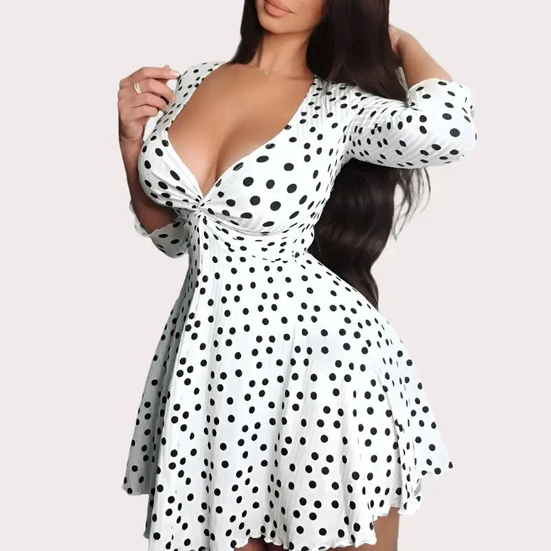 Leah PolkaDot Dress Long Sleeve Siren Fashion