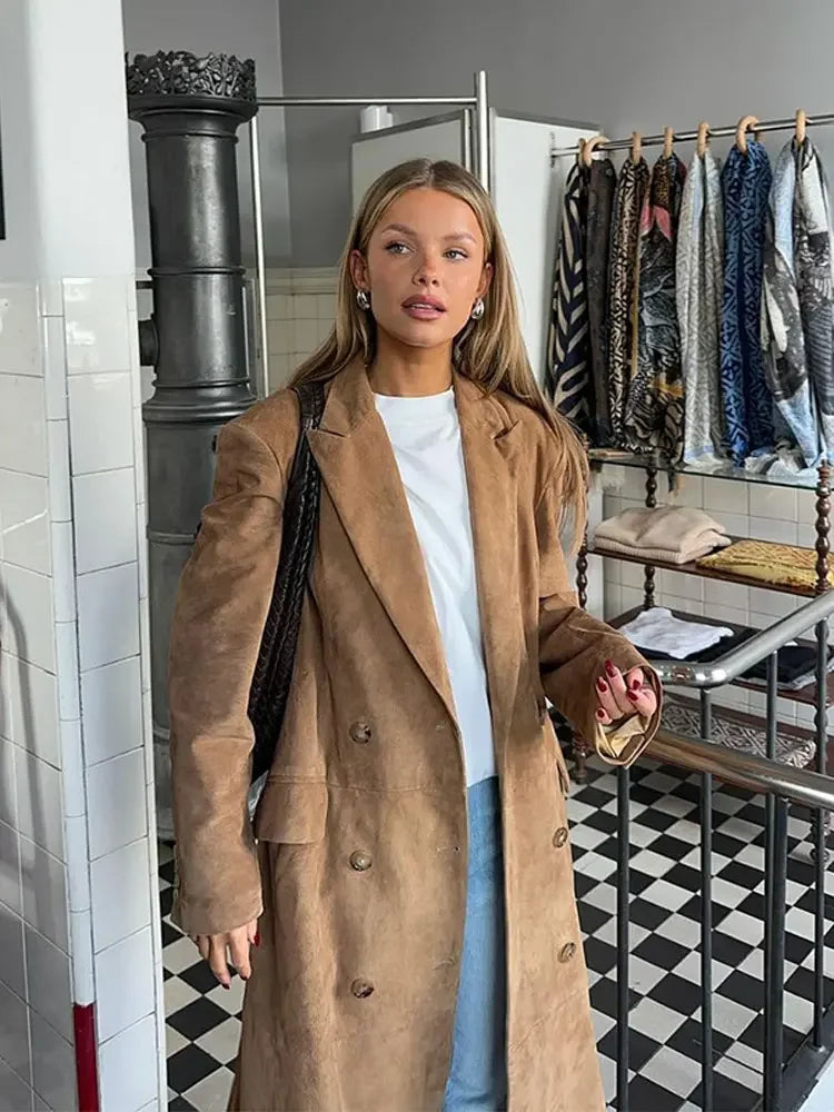 The Felicia Suede Trench Coat Siren Fashion