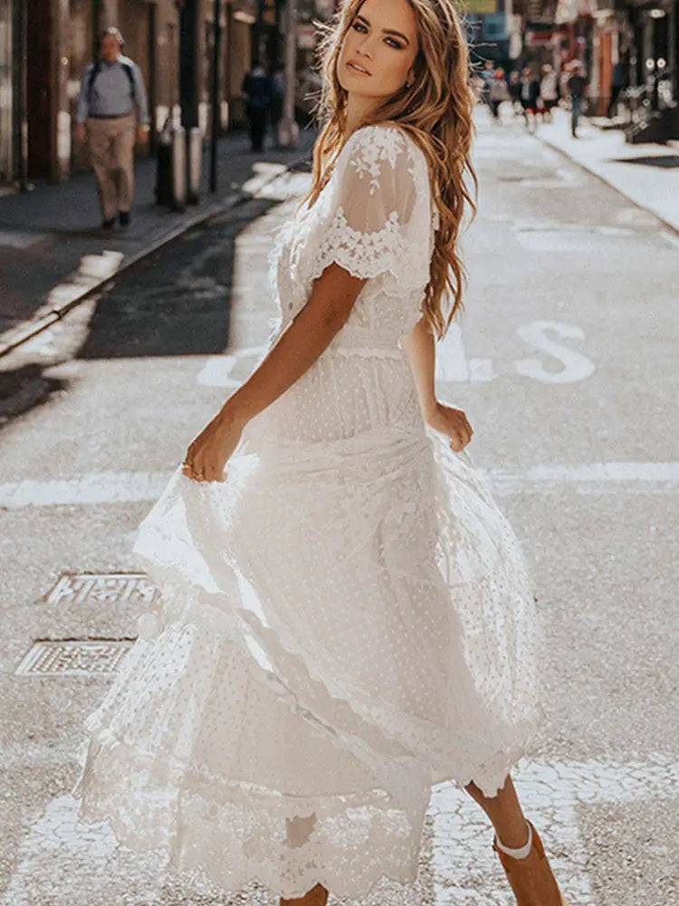 Beale Street White Hollow Out Dress Siren Fashion