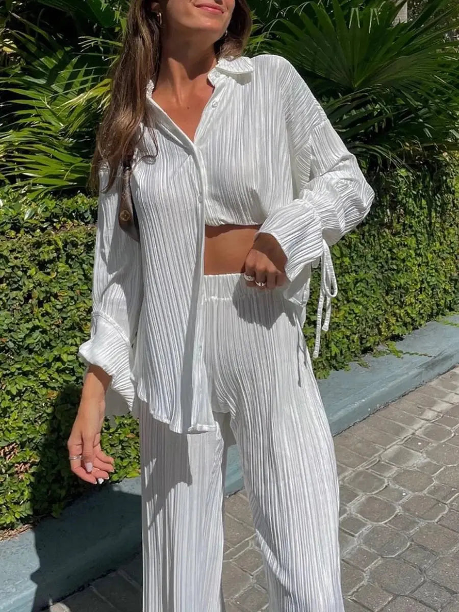 Harlow Pleated Pants Suit Siren Fashion