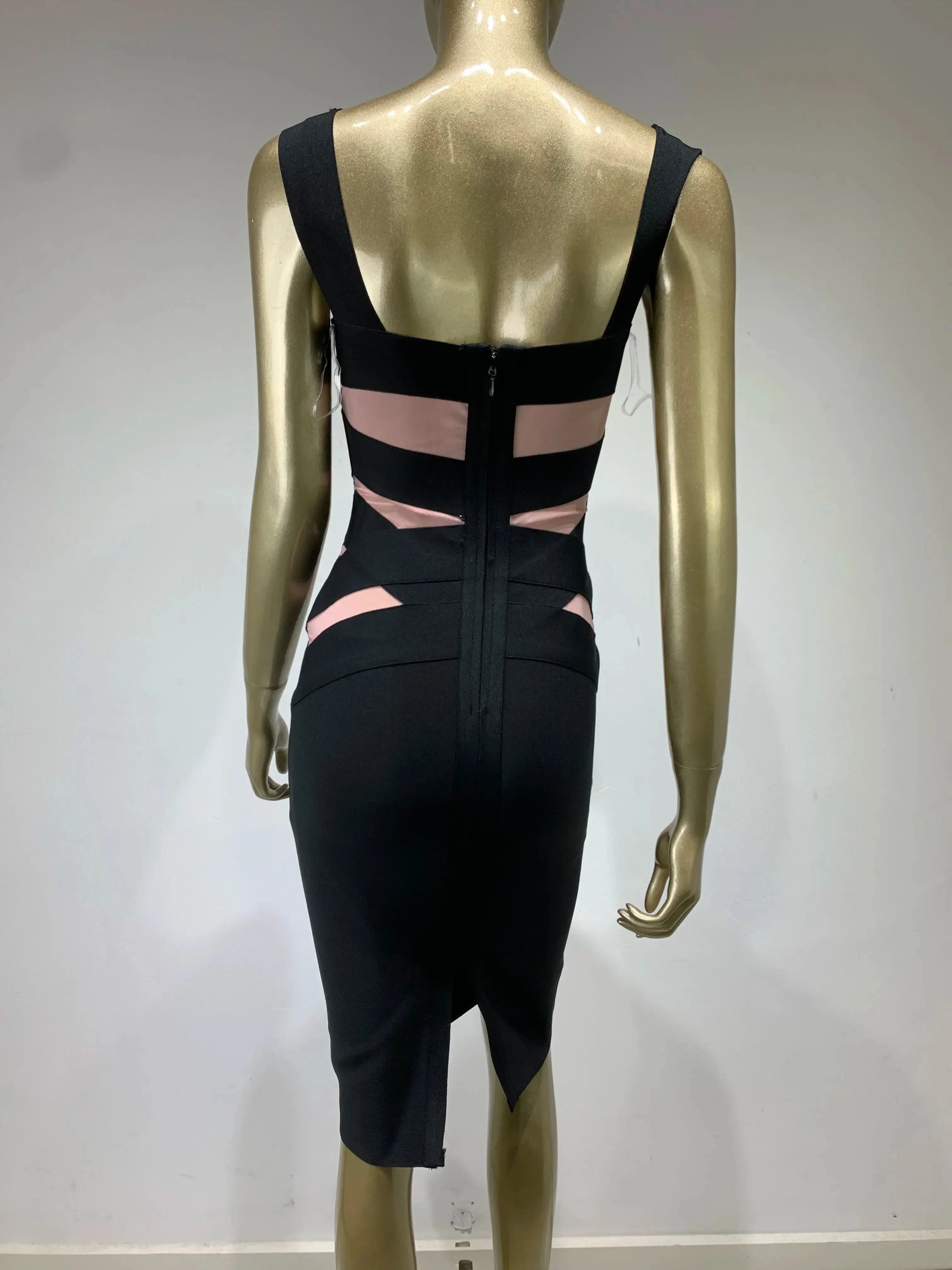 Brandi Black Mesh Bandage Dress Siren Fashion