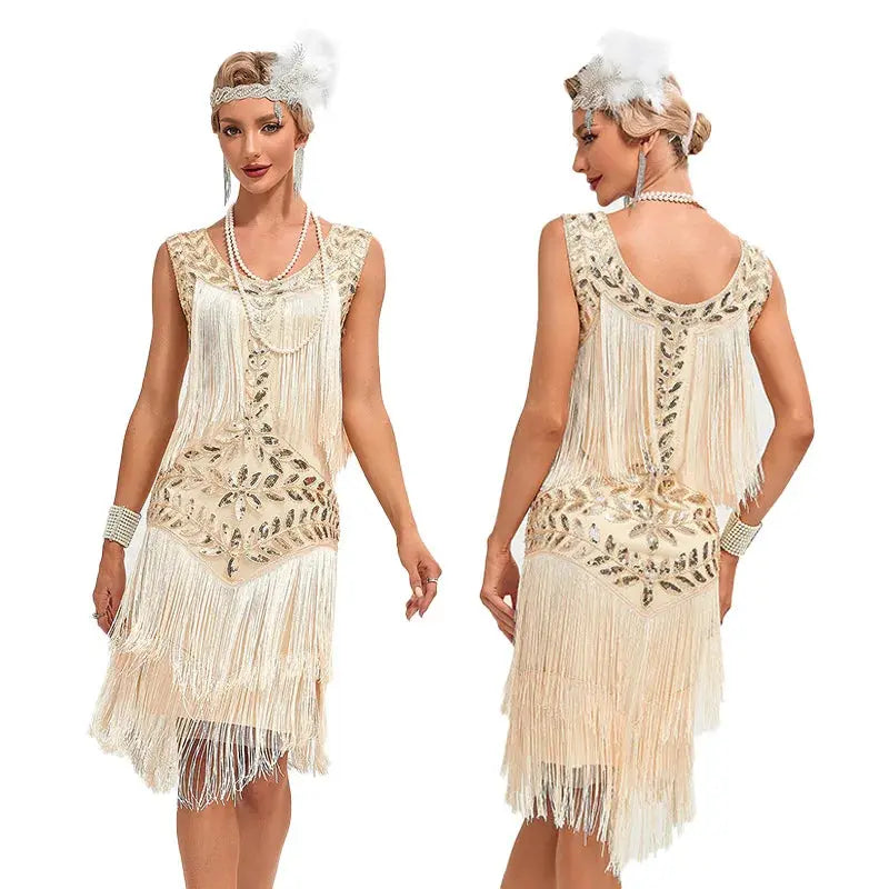 Vanna Vintage Beaded Sequin Flapper Dress Siren Fashion