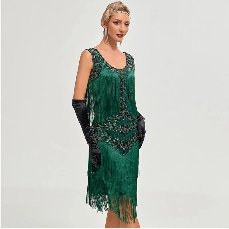 Vanna Vintage Beaded Sequin Flapper Dress Siren Fashion