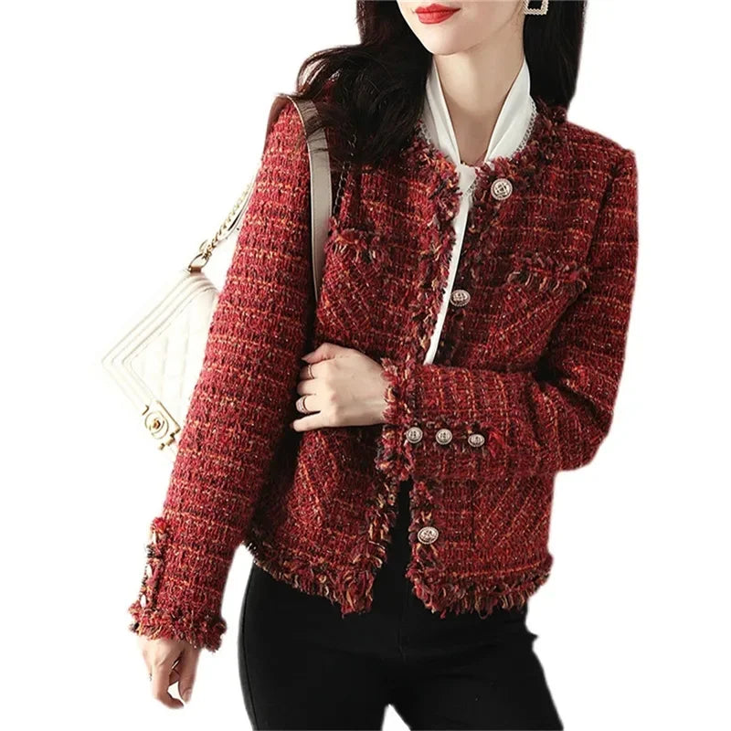 Angelica French Red Fragrant Coat Siren Fashion