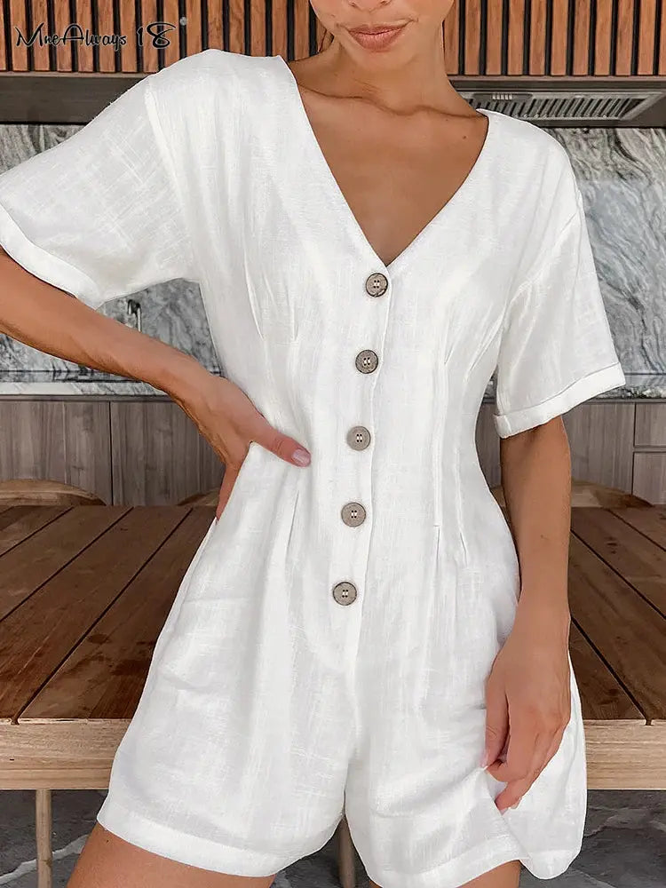 Asha Cotten Linen Romper Siren Fashion