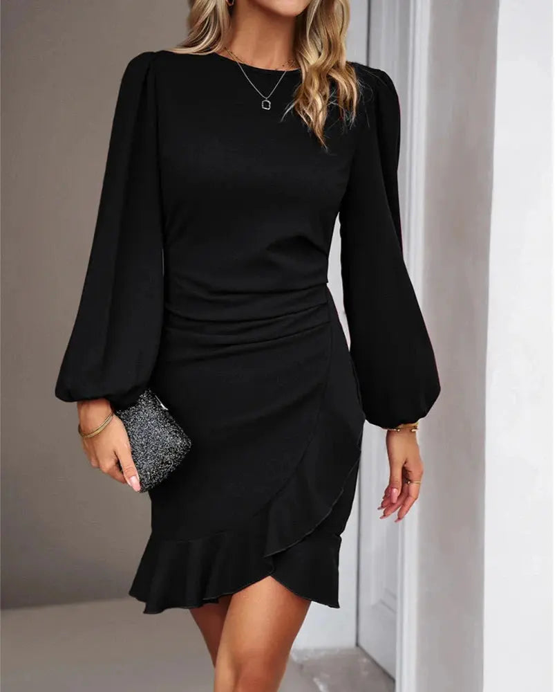 Vana Lantern Sleeve Vintage Midi Dress Siren Fashion