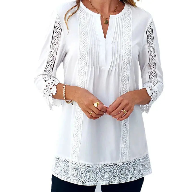 Aurora Hollow Out Simple Cotton Blouse Siren Fashion