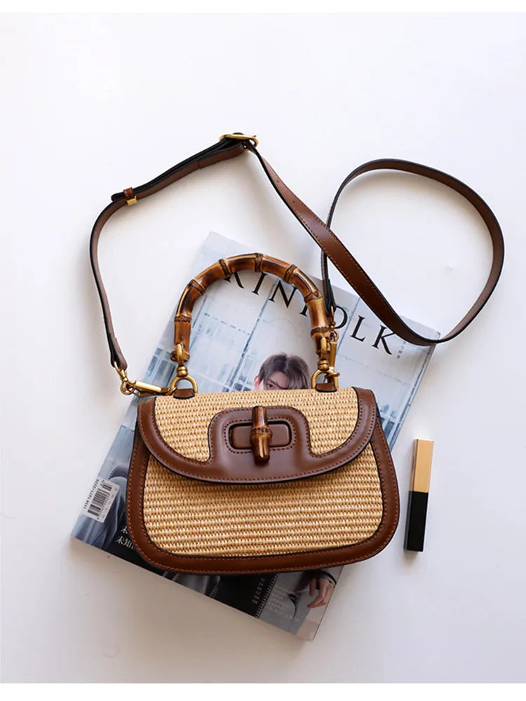 Viviana Genuine Leather Bamboo Bag Siren Fashion