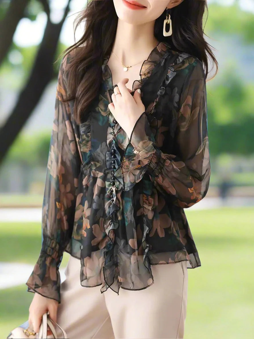 Francesca Chiffon Chic Vintage Blouse Siren Fashion