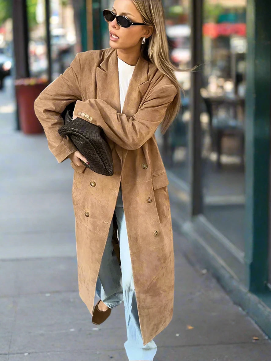 The Felicia Suede Trench Coat Siren Fashion