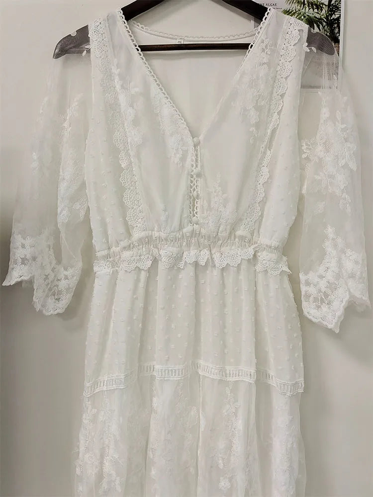 Beale Street White Hollow Out Dress Siren Fashion