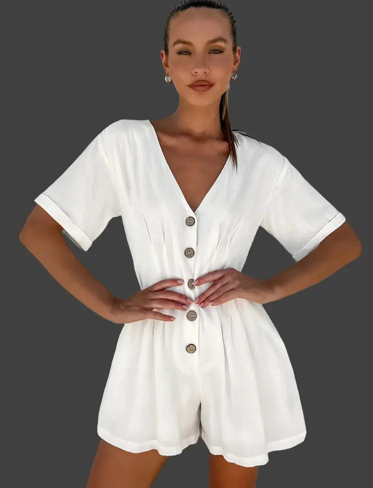 Asha Cotten Linen Romper Siren Fashion