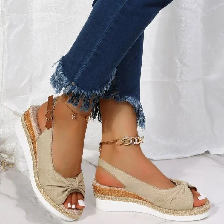 Serena Buckle Peep Toe Wedges Siren Fashion