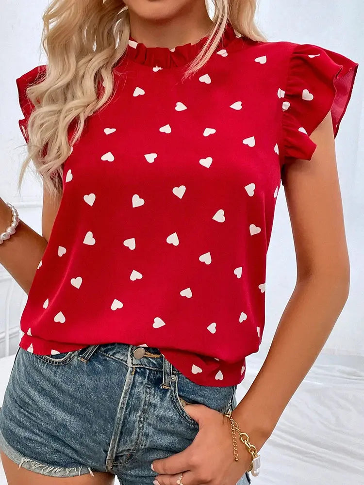 Breck Chiffon Ruffle Short Sleeve Blouse Siren Fashion