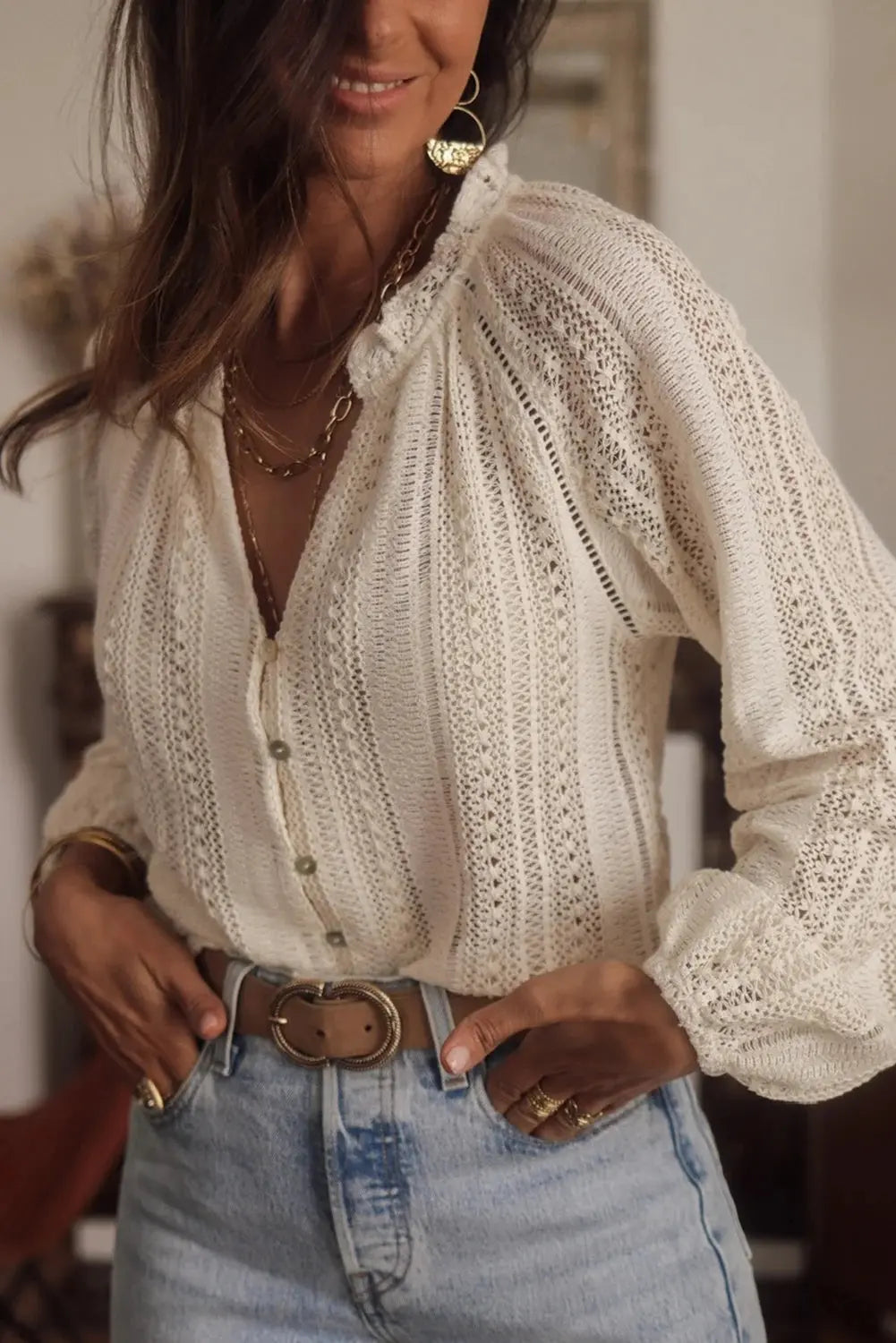 Layla Boho Vintage Long Sleeve Blouses Siren Fashion