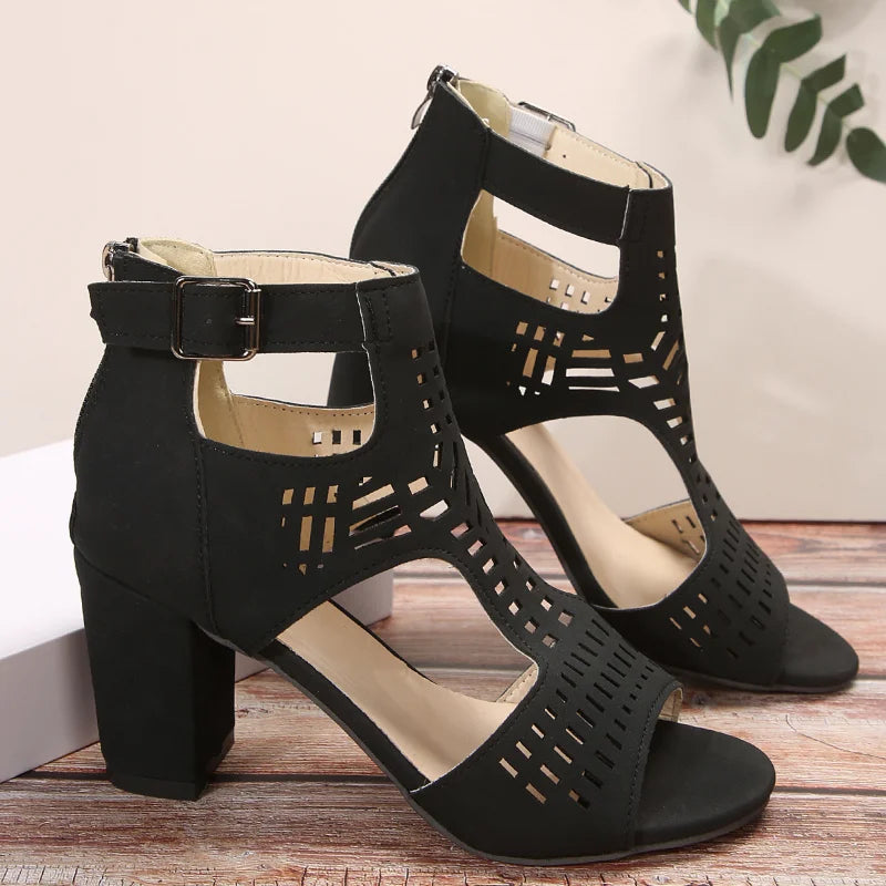 The Serafina Roman Hollow Strap Heels Siren Fashion