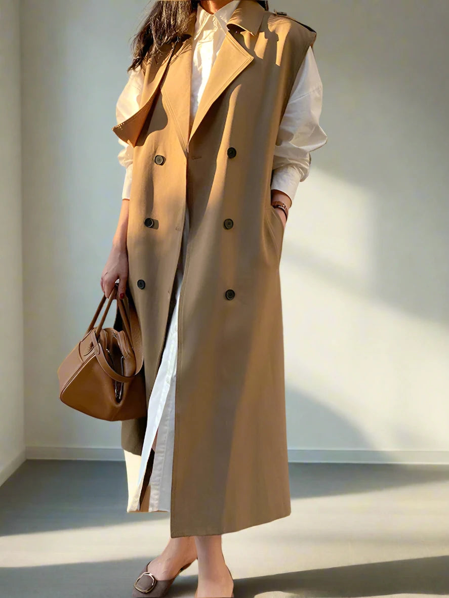 Vittoria Long Khaki Trench Coat Siren Fashion