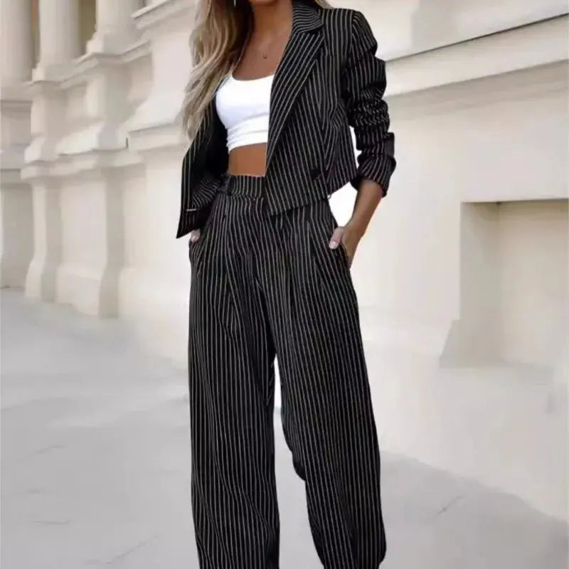 Vittoria Fashion Striped Blazer Pant Suit Siren Fashion