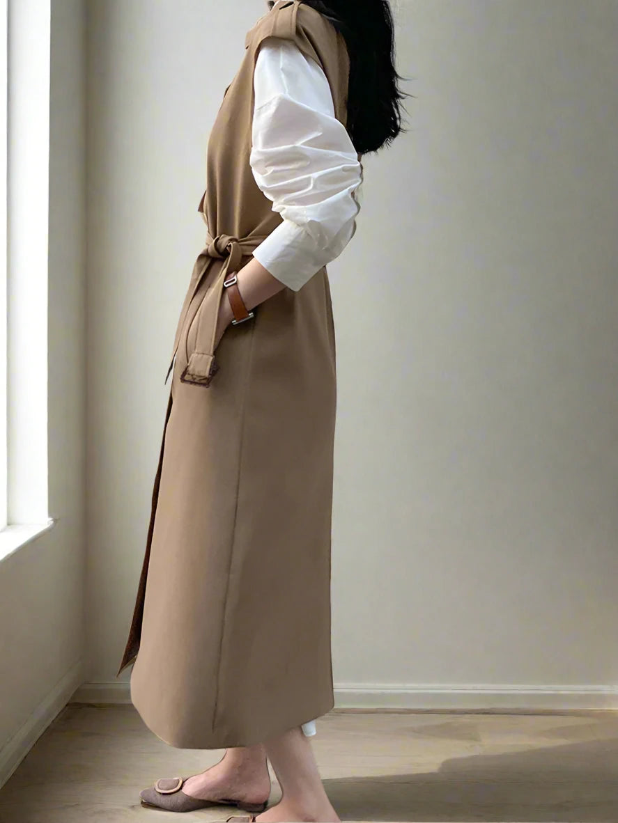 Vittoria Long Khaki Trench Coat Siren Fashion